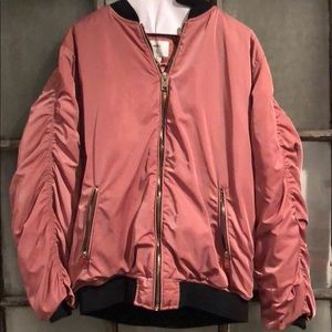 Oversized Dusty Pink Jacket w/ Ruffled Sleeves